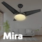 Kit Ventilador De Teto Pás De Mdf Preto/Preto Led 3000k Mira + Controle Remoto Bt-600 Preto Beltempo