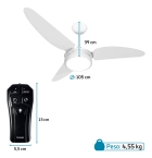 Ventilador De Teto Branco Led 6500k + Controle Beltempo Pás Branca Diâmetro 1.05 m Frequência 60Hz Material das pás Plástico Quantidade de pás 3