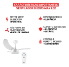 Ventilador De Teto Búzios Max Led Branco Com Controle Remoto Compatível Com Alexa