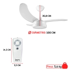 Ventilador De Teto Búzios Max Led Branco Com Controle Remoto Compatível Com Alexa