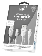 Kit Cabo USB-C 2EM1 Elg CMBC12WH Thermoplastic Elastomer Branco