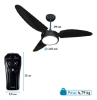 Ventilador De Teto Preto Led 3000k + Controle Beltempo Pás Preta Diâmetro 1.05 m Frequência 60Hz Material das pás Plástico Quantidade de pás 3