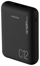 Carregador Portatil Argomtech C12 Ultra Compact USB 12000MAH Preto