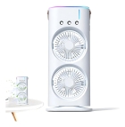 Ventilador Doméstico De Cabeça Dupla Portátil Elétrico Luz Estrutura Branco Pás Branco Diâmetro 10 Cm Material Das Pás Plástico Quantidade De Pás 3