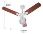 Ventilador de teto Tron Marbela 51.01-0856 com 3 pás de MDF verniz estrutura branco, 96cm de diâmetro